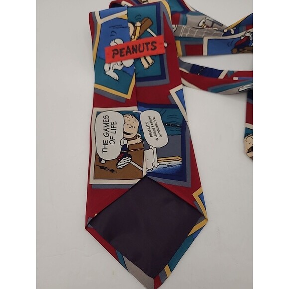 Peanuts Gang Charlie Brown Snoopy Sports Athletic Games of Life Neck Tie Silk - Picture 6 of 8